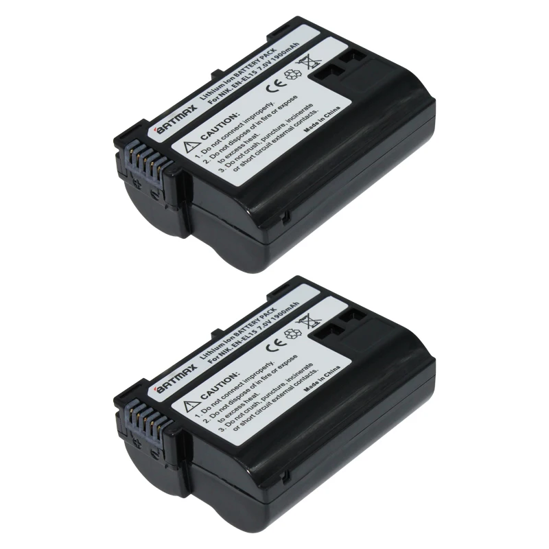 2Pcs EN EL15 EN EL15 ENEL15 Rechargeable Battery for Nikon D7000 V1 D600 D600E D800 D800E