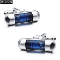 HAWSON Novelty Cuff links and Tie Clip Set Mens Blue Water Level Cufflinks Separated Selling Available cuff link запонки 4