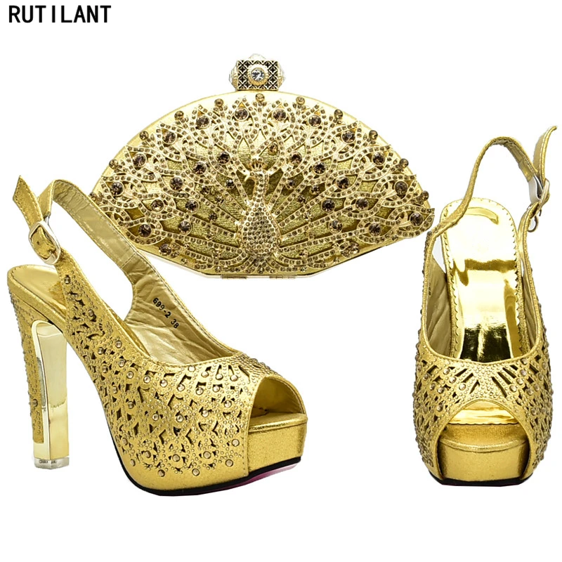 Новейший дизайн; Итальянская обувь с сумочкой в комплекте; коллекция года; комплект из свадебной обуви и сумочки в нигерийском стиле; туфли-лодочки со стразами