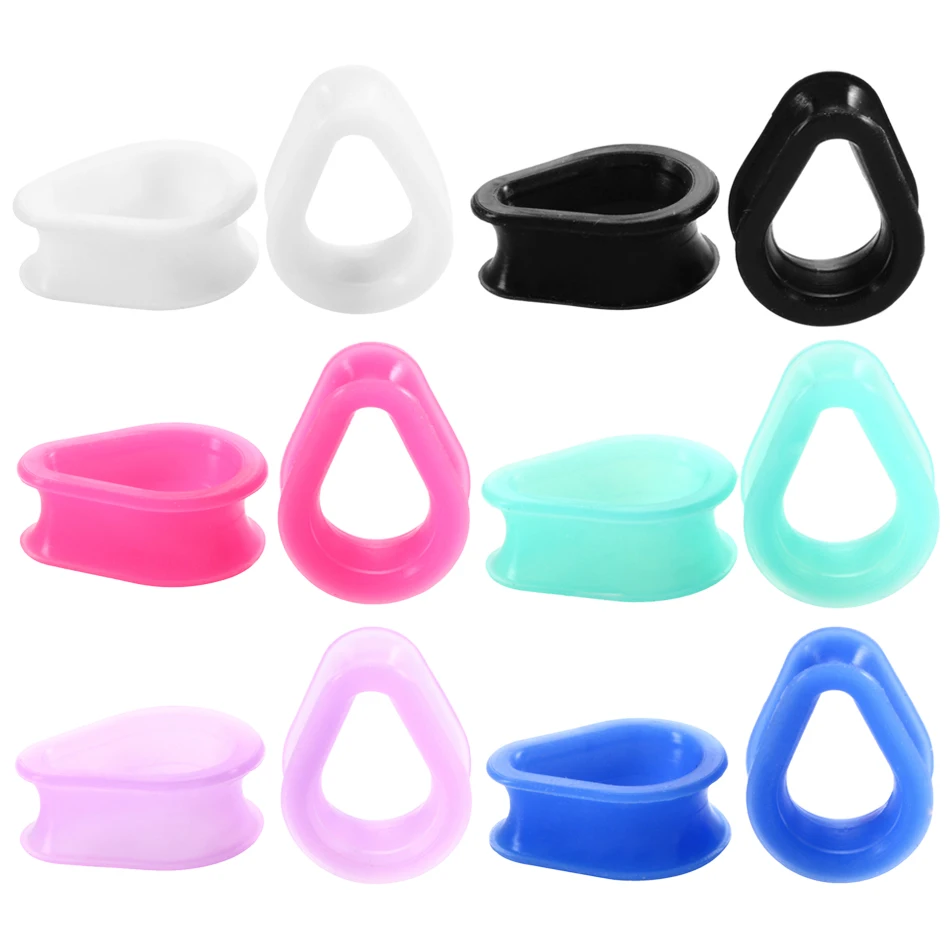 12pcs/lot Silicone Flexible Soft Teardrop Ear Stretcher Flesh Tunnel Plugs Piercing Assorted Colors Ear Gauge Expander Jewelry|Body Jewelry|Jewelry & Accessories - AliExpress