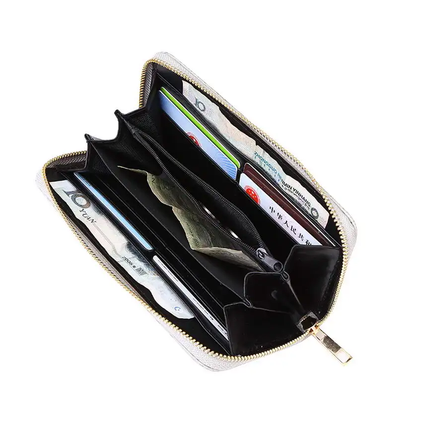 KANDRA, Женский кошелек из тисненой кожи с искусственным кроком, Длинный кошелек на молнии для телефона, сумка для монет, текстурированные кожаные кошельки, держатели кредитных карт, ארק