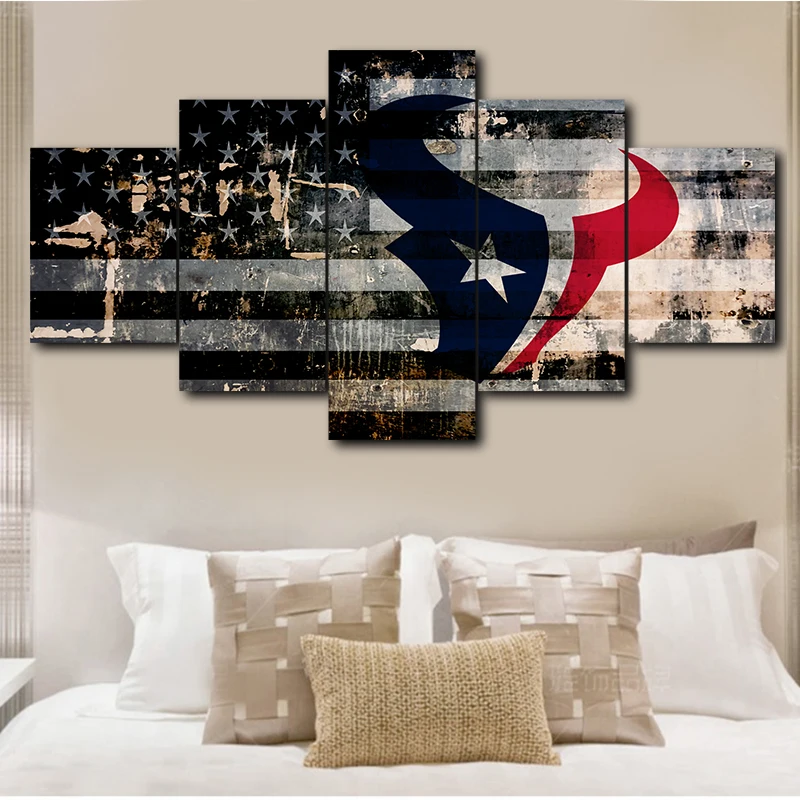 Houston Texans Art Poster Modern 5 Panels Living Room Canvas NFL Print Painting Modular Home 