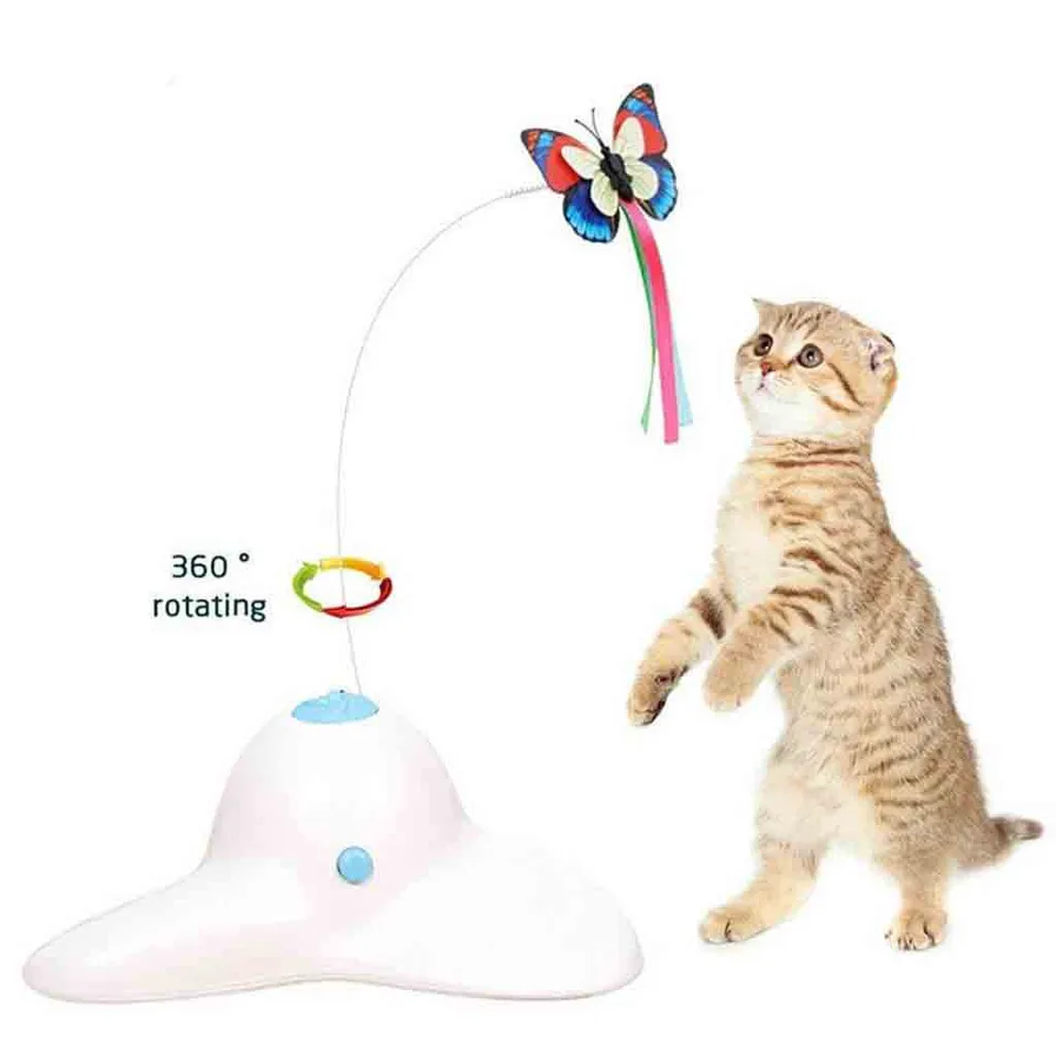 Electric Rotating Cat Toy Catch Butterfly Bird Rod Wire Teaser Toys For Pet Cats Kittens Jouet De Chat Cat Toys Aliexpress