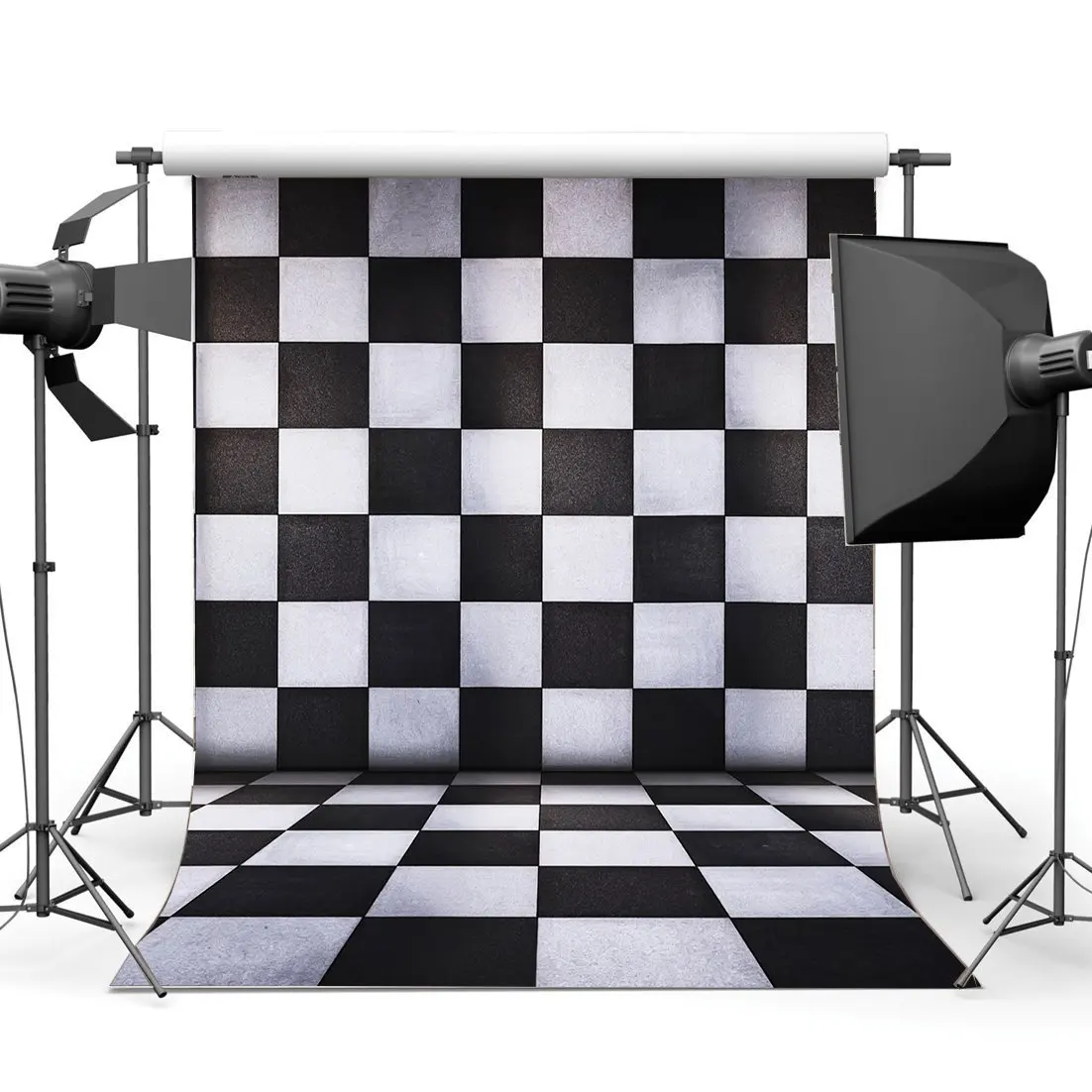 

Mosaic Backdrop Black and White Backdrops Geometric Square Pattern Photography Background