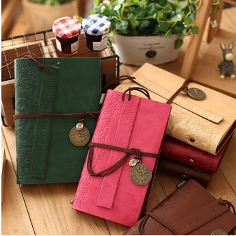 

Vintage PU Leather Journal Notebook with Pendant Classic Retro Diary Book Notpad Customize name logos Gift