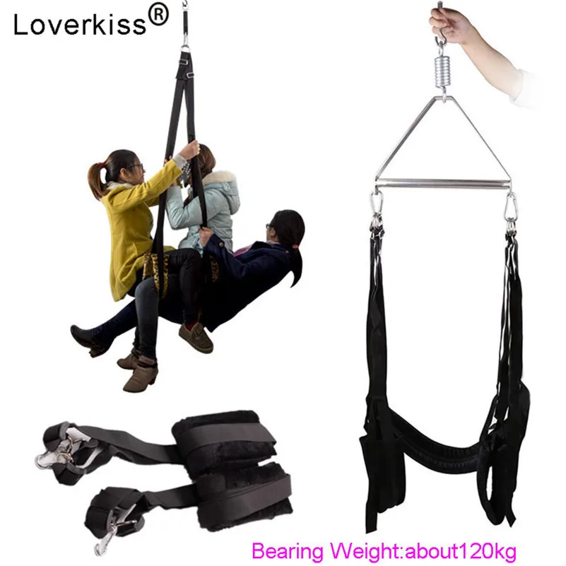 Loverkiss Hanging Sex Swing BDSM Set Metal Tripod and Sex Swing Tease Position Door Sex Swing BDSM Sex Furniture for Couples 1