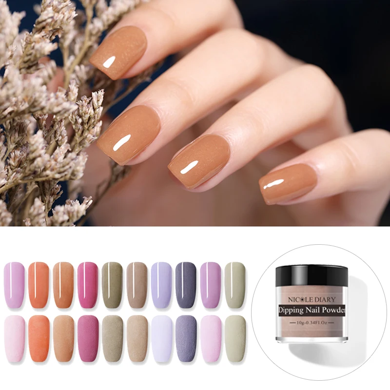 

NICOLE DIARY 10g Dipping System Powder Bright Matte Effect Pink Purple Natural Dry Nail Art Dust Pigment Manicure Powder