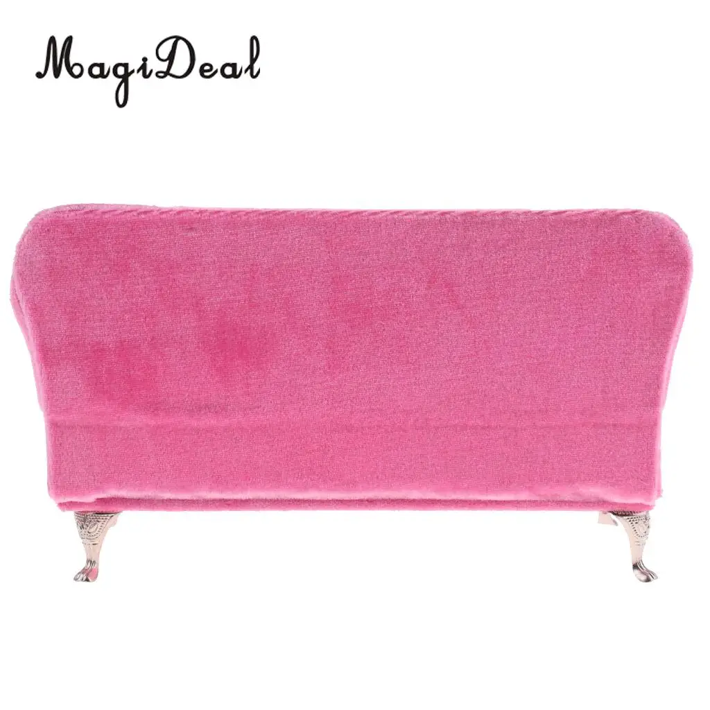 MagiDeal 1Pc Pink Long Sofa with Cushions Furniture for 1/6 Scale Dolls Action Figure Dollhouse Accessories Children Kids Toy