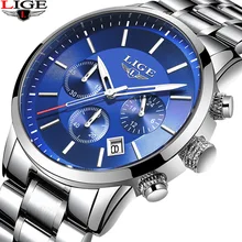 2019 LIGE Watches Men Luxury Brand Quartz Watch Fashion Chronograph Sport Watch Date Waterproof Clock Blue Relogio Masculino+Box 2019 LIGE Watches Men Luxury Brand Quartz Watch Fashion Chronograph Sport Watch Date Waterproof Clock Blue Relogio Masculino+Box