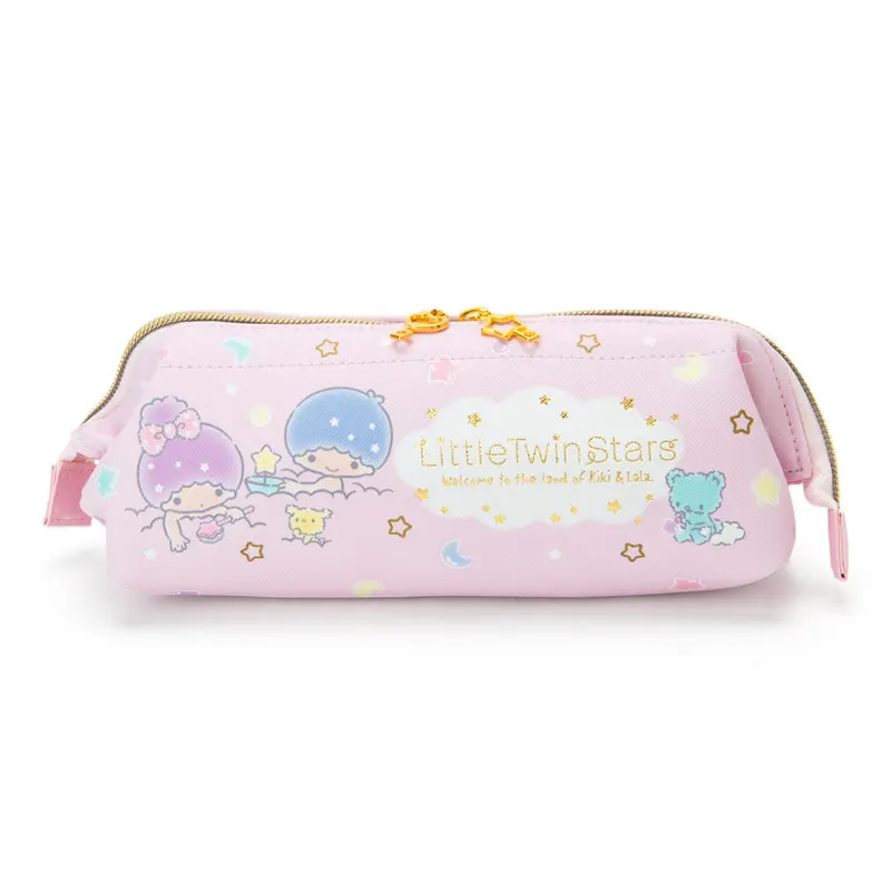 

Cute Cartoon Little Twin Stars Pink Make Up Pouch Cosmetic Bag Wide Open Beauty Case PU Leather Pencil Case Pen Bag Storage Bag