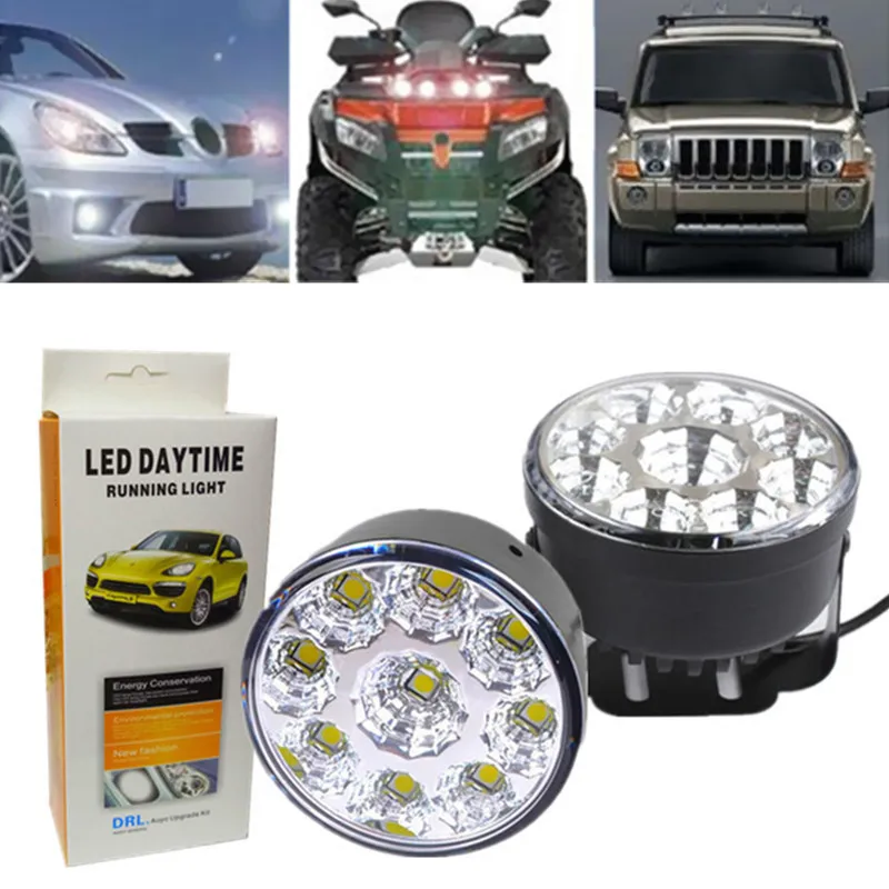 

1pair Waterproof 7cm 2.75" led drl daytime running light White 9SMD LED Lamps car led bulbs Car Light Source Car Styling parking