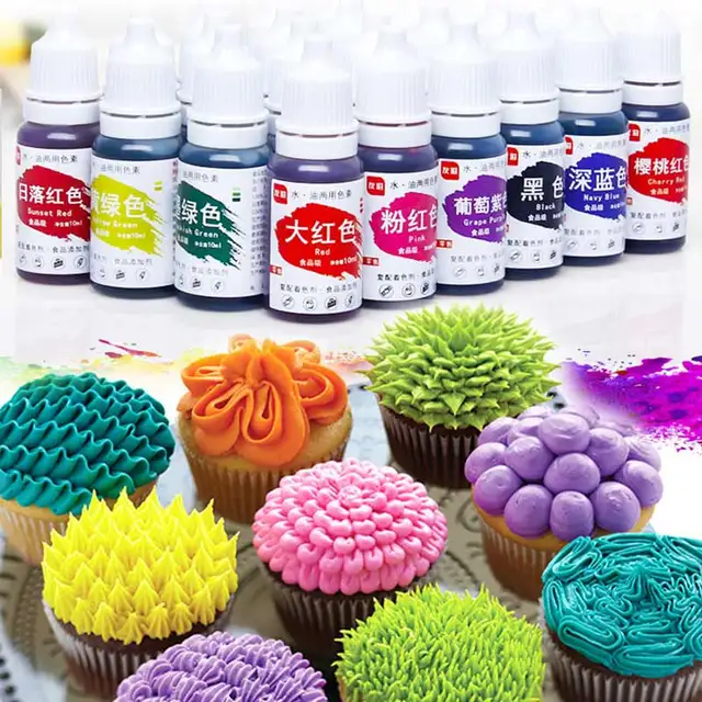 24 Color Edible Pigment 10ml Macaron Cream Food Coloring Ingredients
