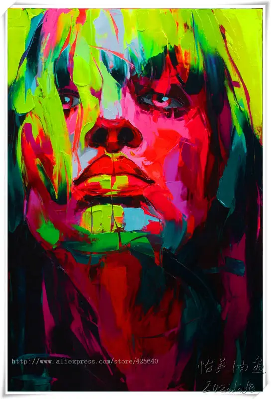 Francoise Nielly on canvas palette knife Face oil painting wall art pictures for living room home decor caudros decoracion81 Francoise Nielly on canvas palette knife Face oil painting wall art pictures for living room home decor caudros decoracion81