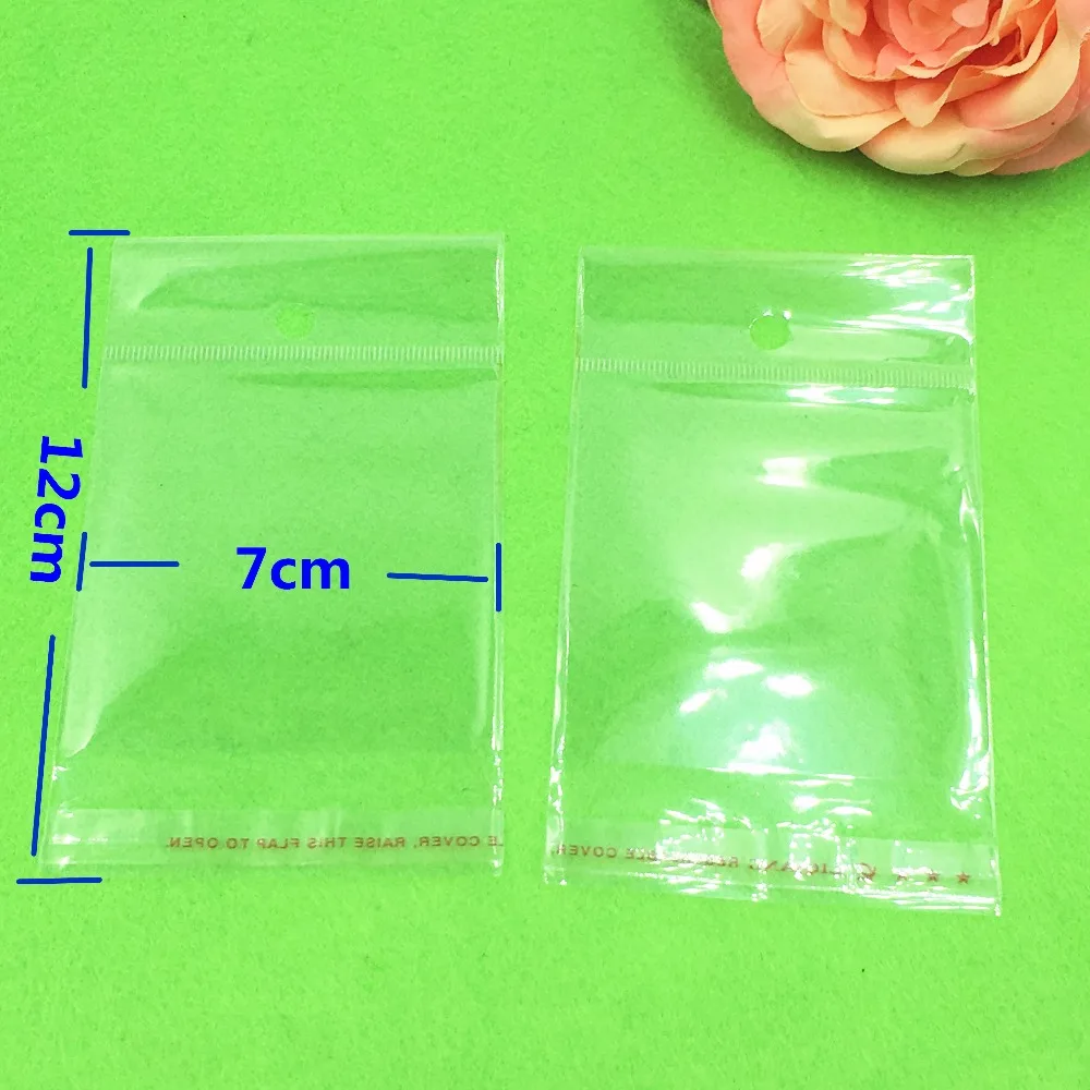 1000PCS 12*7cm Self Adhesive Seal OPP bag waterproof clear plastic poly