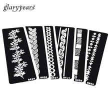 6 листов, полый трафарет хны для тату, веревка, сетка, узор, браслет, дизайн, женский макияж, краска для тела, художественный трафарет для татуировки, наклейка S600#05