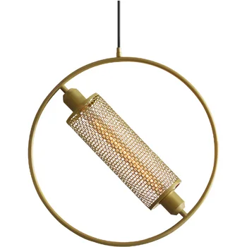 

The Industrial Wind mesh pendant lights post-modern creative bar cafe pendant lamp Iron bedside restaurant ring-shaped