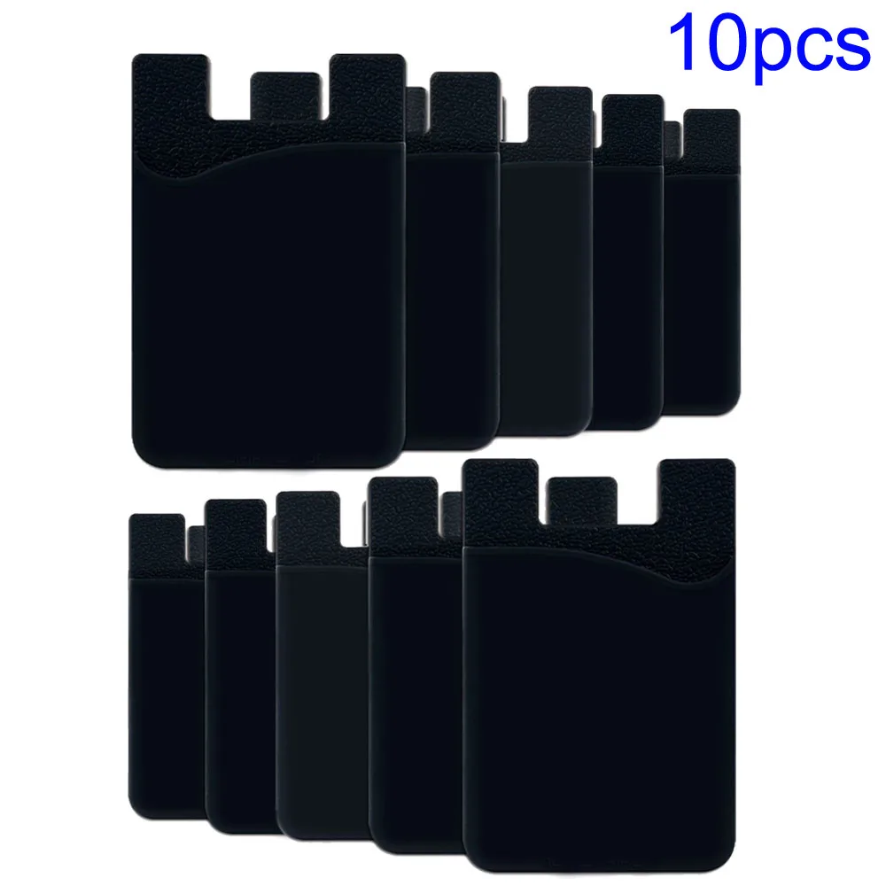 10PCS Black Mobile Phone Card Holder For Back Of Phone Adhesive Sticker Back Cover Card Holder