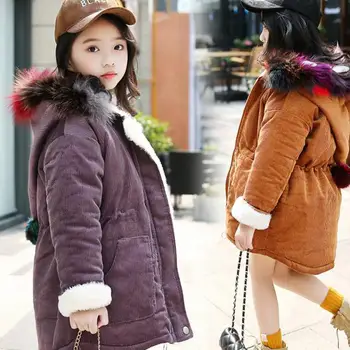

Toddler Girls Down Parkas Jackets Winter Kids Solid Down Jacket For Girl Fashion Children Down Fur Hooded Thick Coat For Girl 12