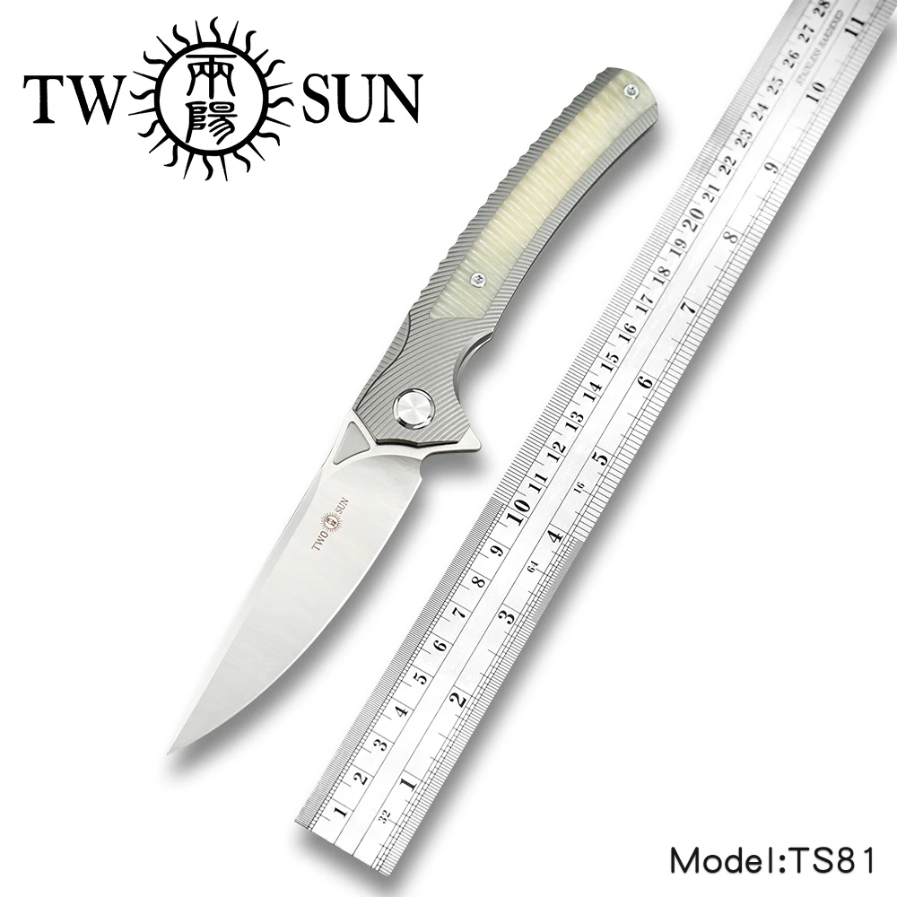 

Twosun d2 blade folding Pocket Knife tactical knives hunting knife survival tool EDC TC4 Titanium Ball Bearing Fast Open TS81