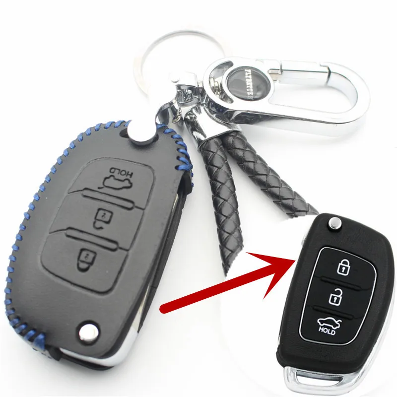 Чехол для ключа FLYBETTER из натуральной кожи Hyundai I20/I30/IX25/IX35/Tucson/Verna/Solaris/Elantra/Accent
