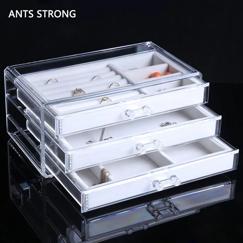 flannel transparent acrylic jewelry box/Multi layered cosmetic earrings