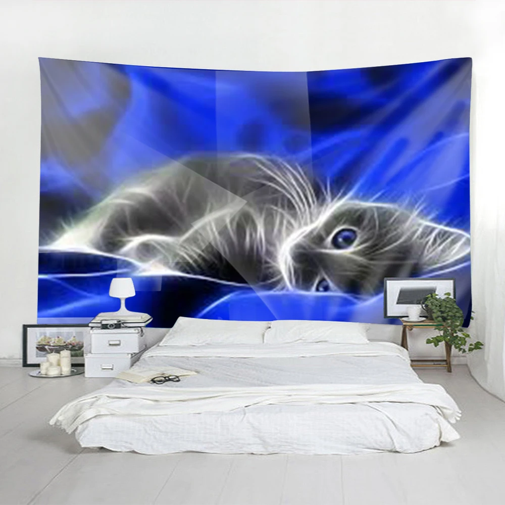 

3D Creative Cool Cats Series Pattern Polyester Tapestry Animal Printed Wall Hanging Mural Gobelin Living Room Home Decor