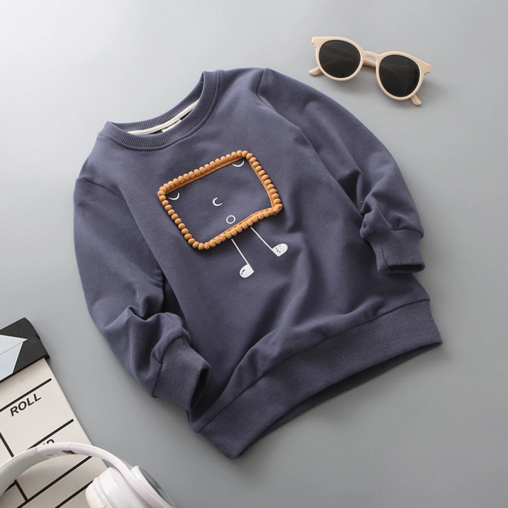 

Baby Boys Girls T-shirt For Girl Kids Hoodies Sweatshirt Cartoon Long Sleeve Autumn Solid Basic Tops Children Clothes Tracksuit