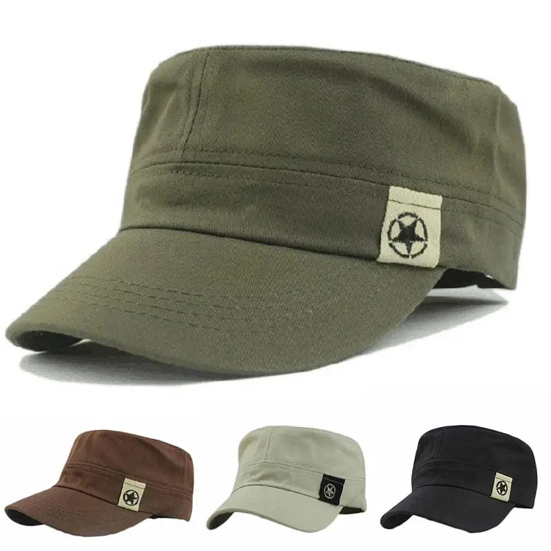 

Summer Unisex Women Men Flat Roof Military Hat Cadet Patrol Bush Hat Baseball Field Cap