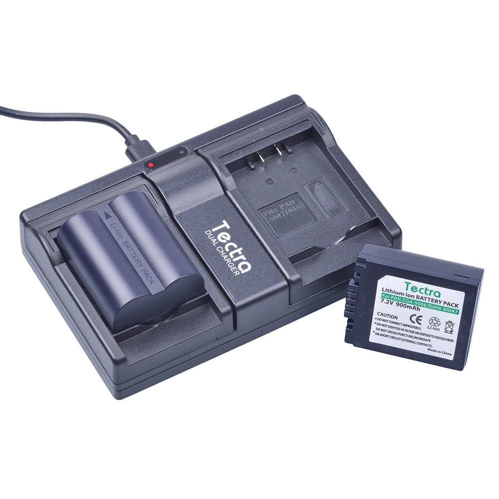 Tectra 3 шт. CGA S006 CGR S006E S006A DMW BMA7 батарея + двойное зарядное устройство для Panasonic DMC FZ7 FZ8