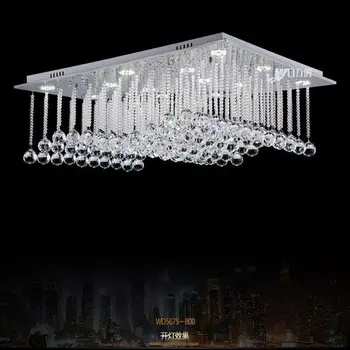 

Free shipping for DHL luxury fashion modern flush mount led crystal ceiling light lustre rectangle crystal light for living room