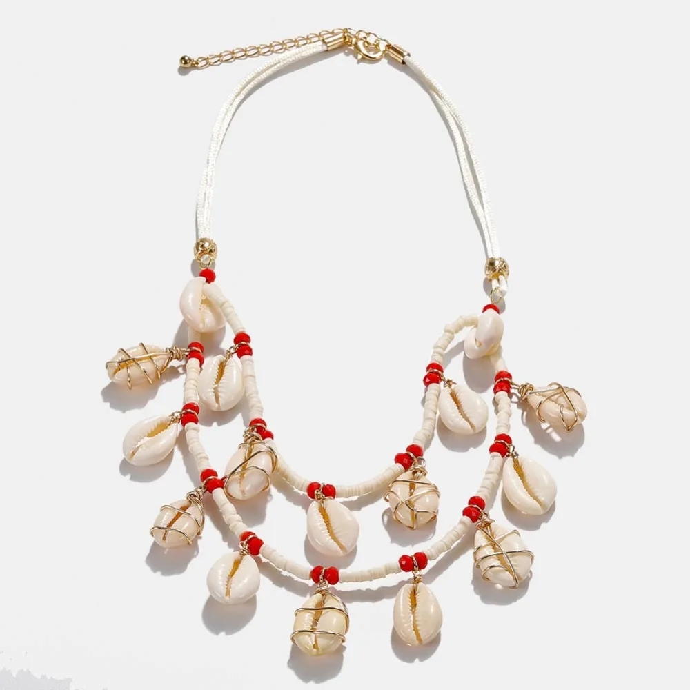 Girlgo ZA Винтаж 2 шт./компл. ожерелья из ракушек для Для женщин Мода бусины подвески, колье в этническом стиле Свадебная вечеринка - Окраска металла: Style 26