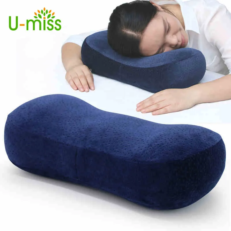 U miss Memory Foam Sleeping Pillow Neck Rectangle Velvet Bedding Slow Rebound Office Student Nap