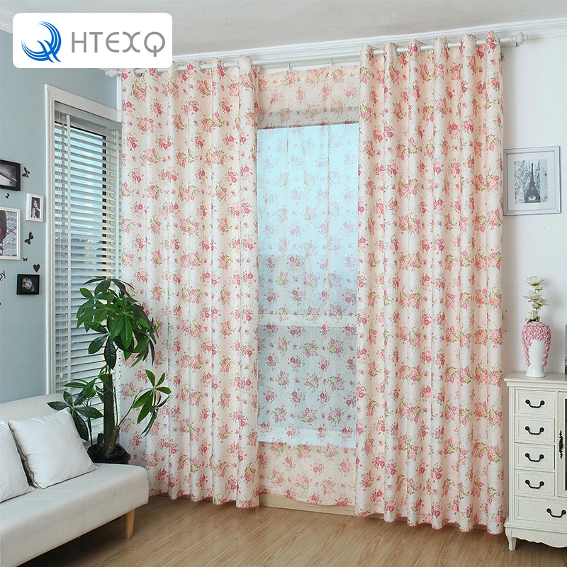 

HTEXQ Jacquard Style Blackout Curtain Red and Blue Flower Tulle Curtains Customized for Living Room Window Curtain