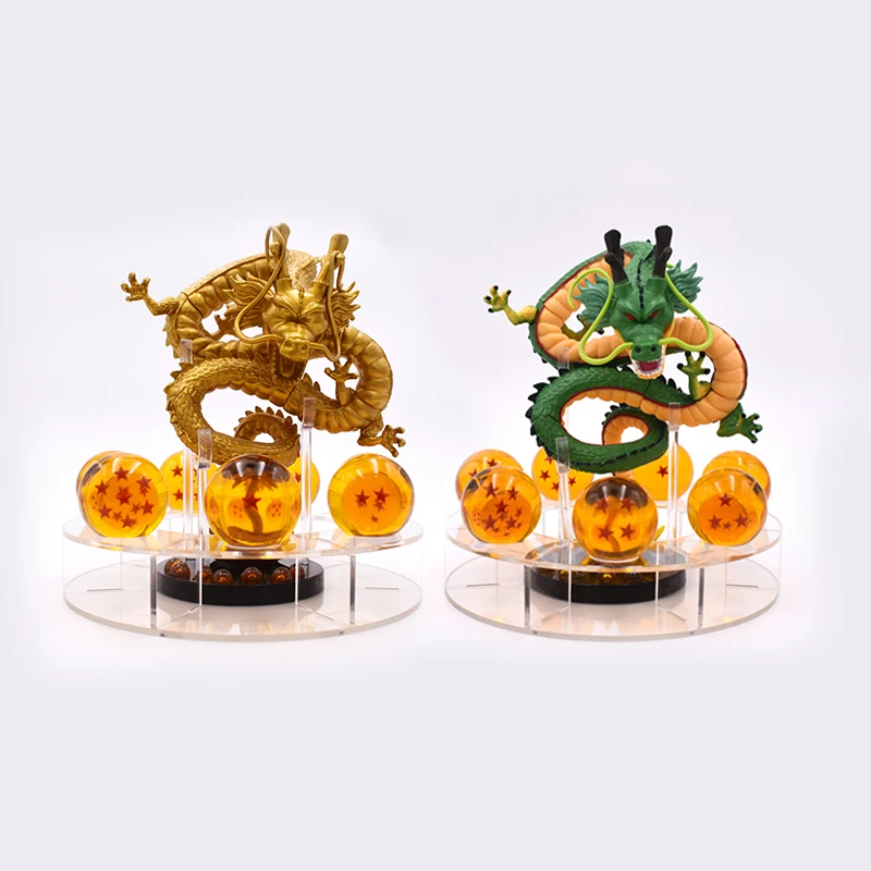 

Dragon Ball Z Figurines Shenron Action Figure Shenlong With Dragon Ball Set 7PCS 3.5cm Crystal Dragonballs Acrylic Shelf