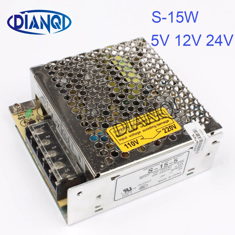 

DIANQI S-15-5 led power supply unit 15W 5V 12V 24V 3A ac dc converter variable dc voltage regulator adjustable output voltage