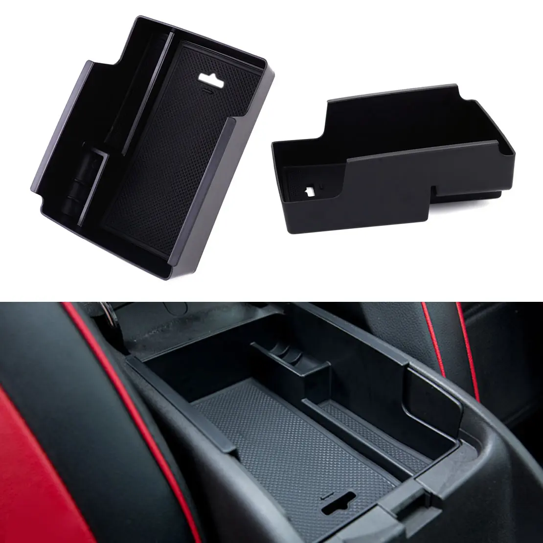 DWCX Car Black Center Console Armrest Storage Box Tray Holder 21.3x16.6x7.6cm For Chevrolet