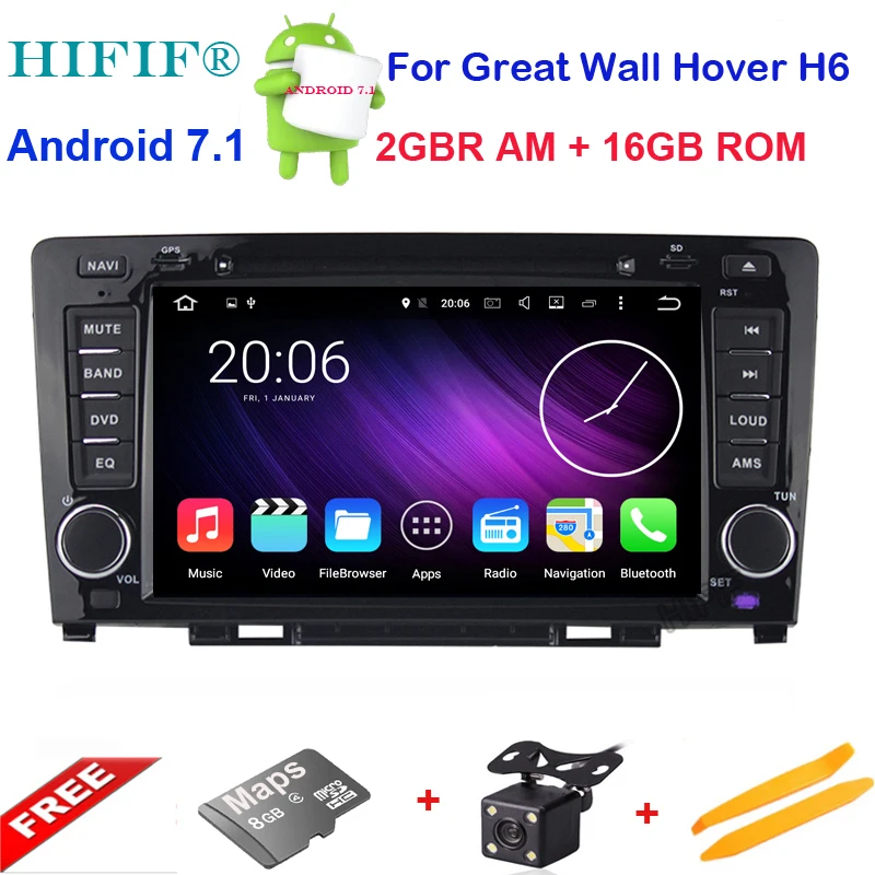 

HIFIF 1024*600 Car DVD Player Android 7.12 For Great Wall Hover Haval H6 Greatwall 1.6 GHz 2G+16GB Radio GPS Navigation