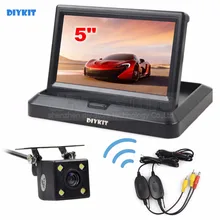 Diykit 5 дюймов складной заднего вида Мониторы автомобиля Мониторы Водонепроницаемый 4 X LED Цвет Ночное Видение заднего вида автомобиля Камера парковка системы