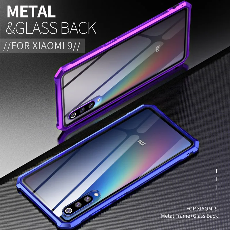 

for Xiaomi Mi 9 Case Mi9 Explorer Case Anti-explosion Tempered Glass Back Cover Alloy Metal Frame Bumper for Xiaomi9 Funda