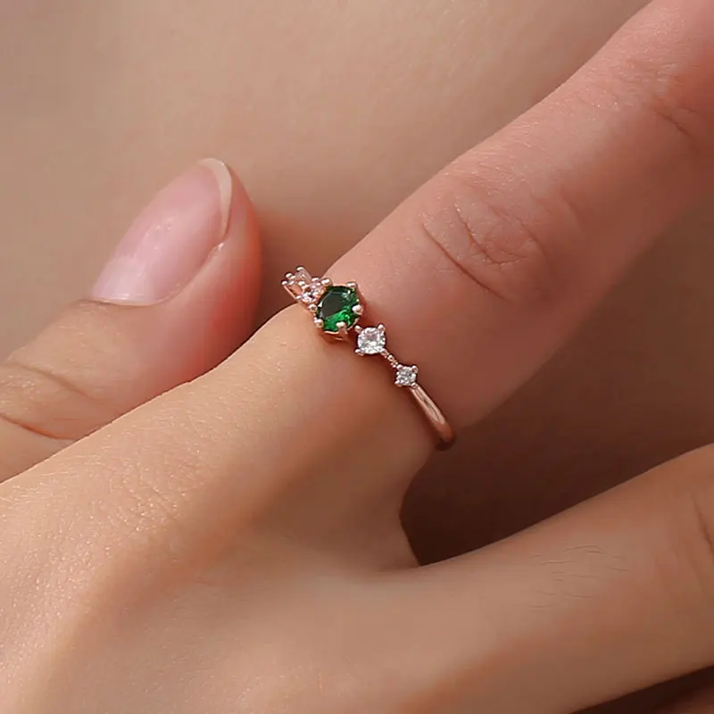 

1Pcs High Quality Hot Fashion White Pink Green Crystal Simple Ring Zirconia Simple Rings for Women Anti Allergies For women Gift