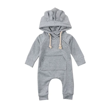 

Cute Baby Girl Boy Hooded Romper Newborn Thick Long Sleeve 3D Ear Romper 2018 New Year's Jumpsuit Playsuit Baby Cotton Clothing