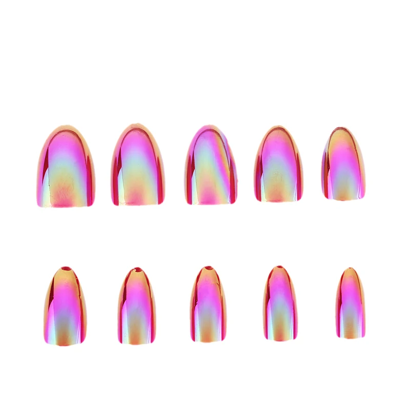 Хромированные ногти накладные ногти-стилеты накладные ногти 12 шт./кор. металлический ложный дизайн ногтей маникюр Пресс для ногтей, для нанесения с помощью клея зеркальное отражение - Цвет: 03