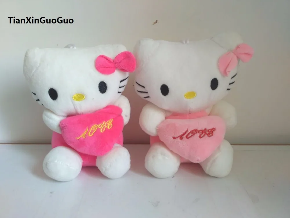 

cartoon kitty cat soft plush toy hug love heart about 18 cm cat doll baby Toy, birthday gift b2119