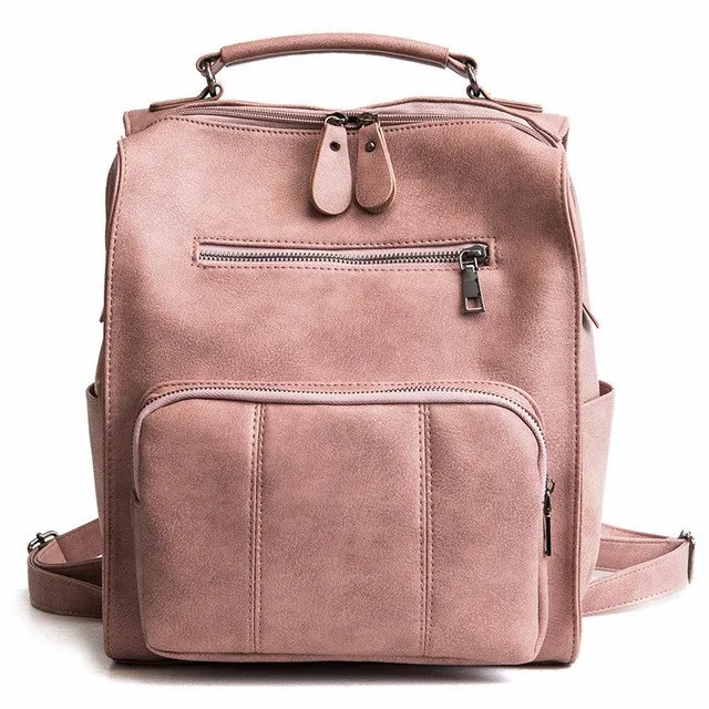 

New style British simple college style women's backpacks with retro backpack women's leather bag travel bag bag school bag
