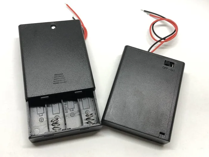 

40pcs/lot MasterFire 6V 4 Slots AAA Battery Holder Case Holder Plastic Storage Box For 4 X AAA Battery With OFF/ON Switch Wires