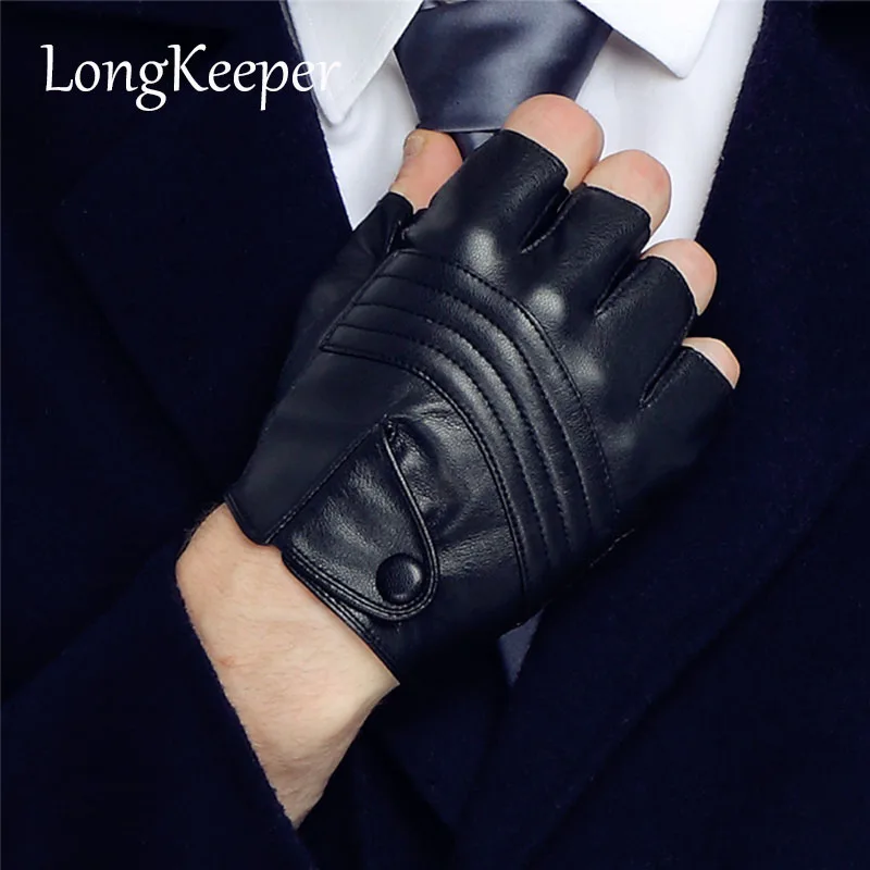 LongKeeper, новый стиль, мужские кожаные перчатки для вождения, Перчатки для фитнеса, перчатки с полупальцами, тактические перчатки, черные Guantes Luva G223|leather driving gloves|tactical glovesdriving gloves | АлиЭкспресс