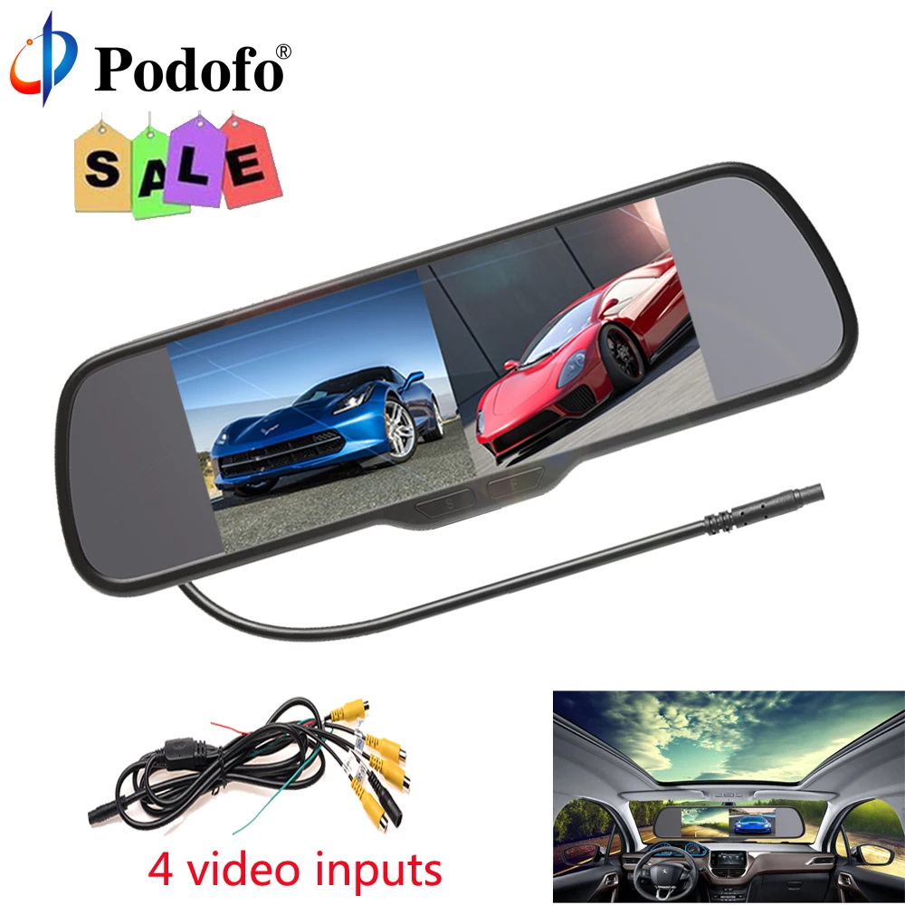 

Podofo 4.3 inch Car HD Rearview Mirror Monitor CCD Video Auto Parking Assistance LED Night Vision Reversing Rear View Camera