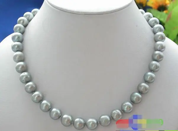

Hot selling free shipping***** 17" 12mm ROUND GRAY FRESHWATER PEARL NECKLACE