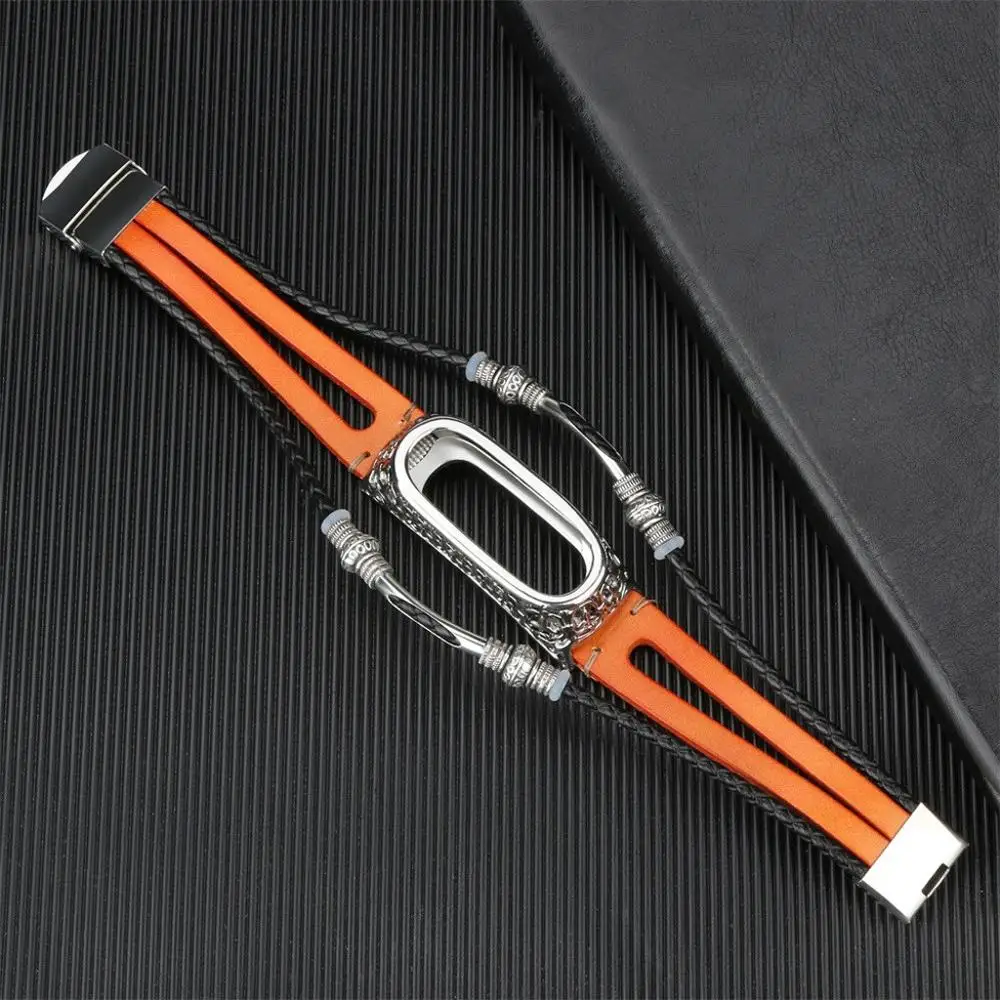 Замена кожаный браслет ремешок+ металлический чехол для Xiaomi Mi группа 4 Смарт часы носимых браслетов Аксессуары#620