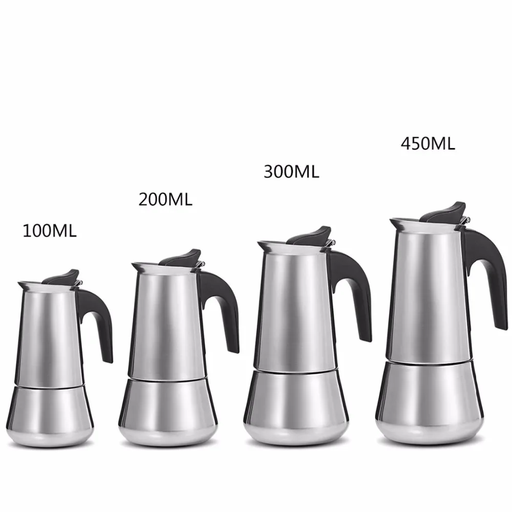 Stainless Steel Moka Coffee Pot Stovetop Espresso Maker Moka Latte